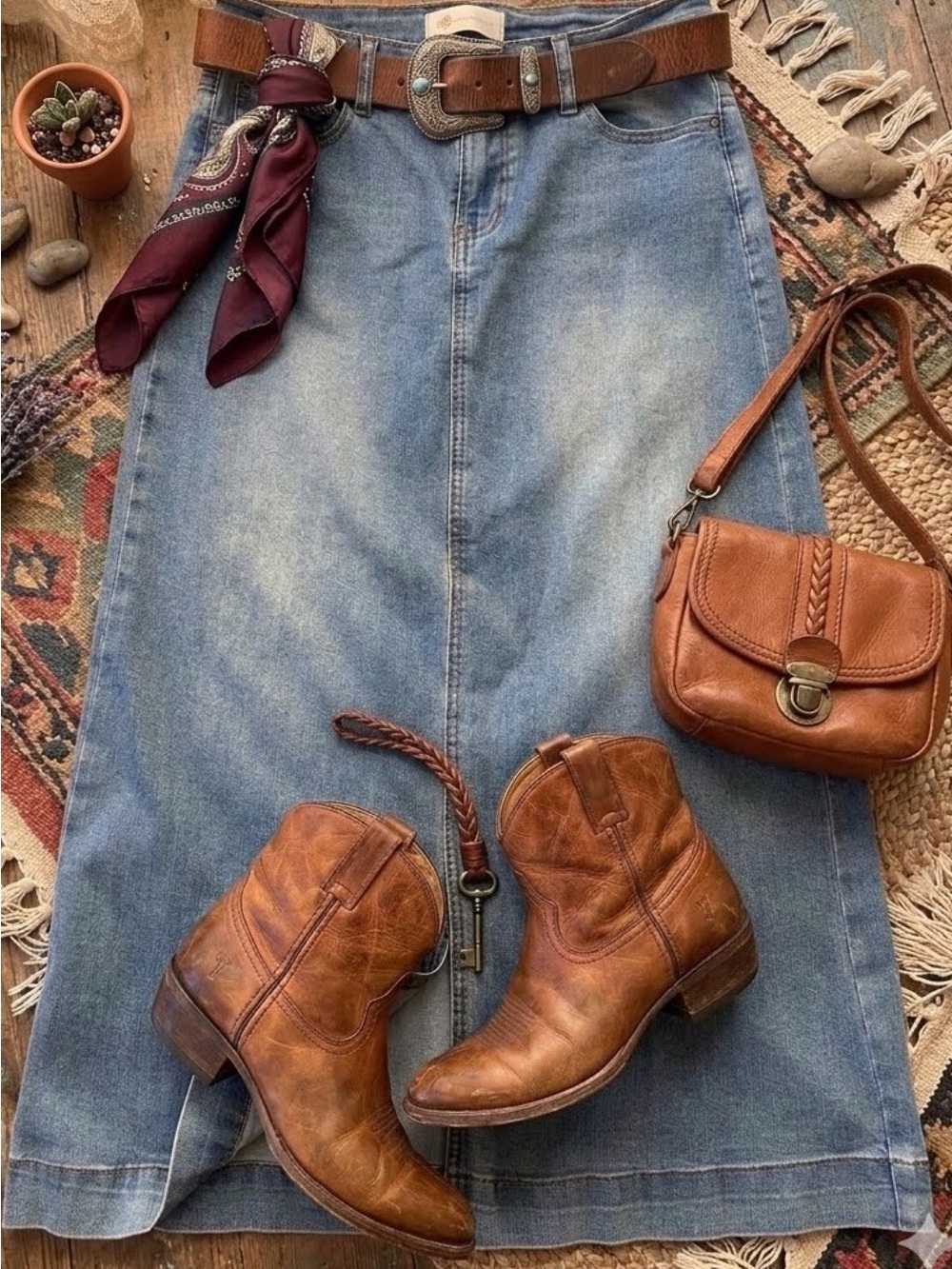 FRYE & Co. Women’s Jean Denim boot skirt cowgirl boho western ranch SZ S 4 - Picture 6 of 7
